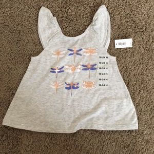 Gray top with dragonfly graphics